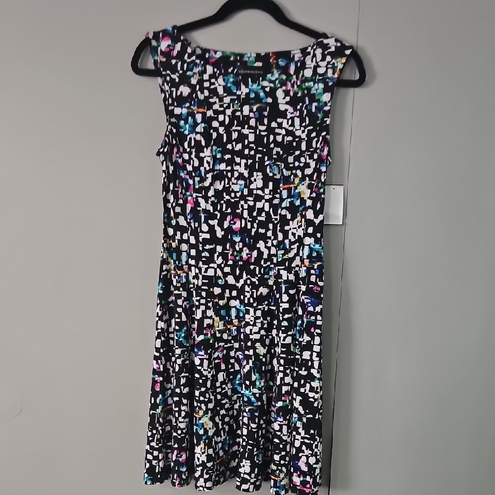 Connected Apparel Black Multicolor Midi Dress